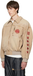 We11done Tan Hooded Herringbone Jacket