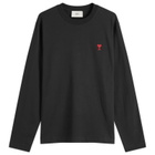 AMI Paris Men's Small Red ADC Classic Long Sleeve T-Shirt in Black