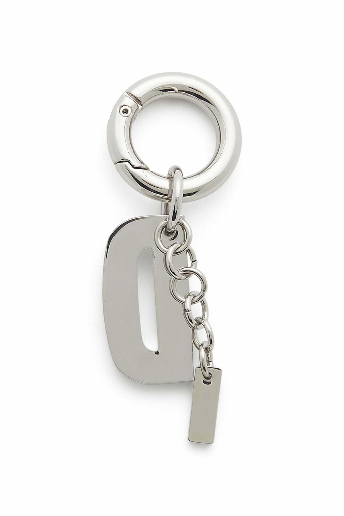 Diesel Metal keyring charm with crystal D - Charms and Keyrings Womens in Silver