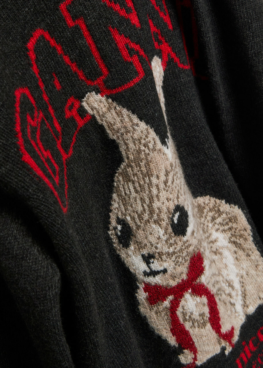 Ganni Logo-intarsia Wool-blend Jumper Black