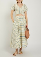 Thierry Colson Audrey Striped Cotton Midi Wrap Skirt Yellow
