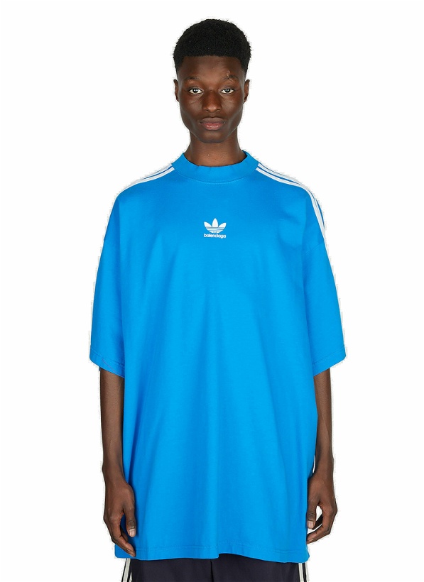 Photo: adidas x Balenciaga - Logo Print T-Shirt in Blue