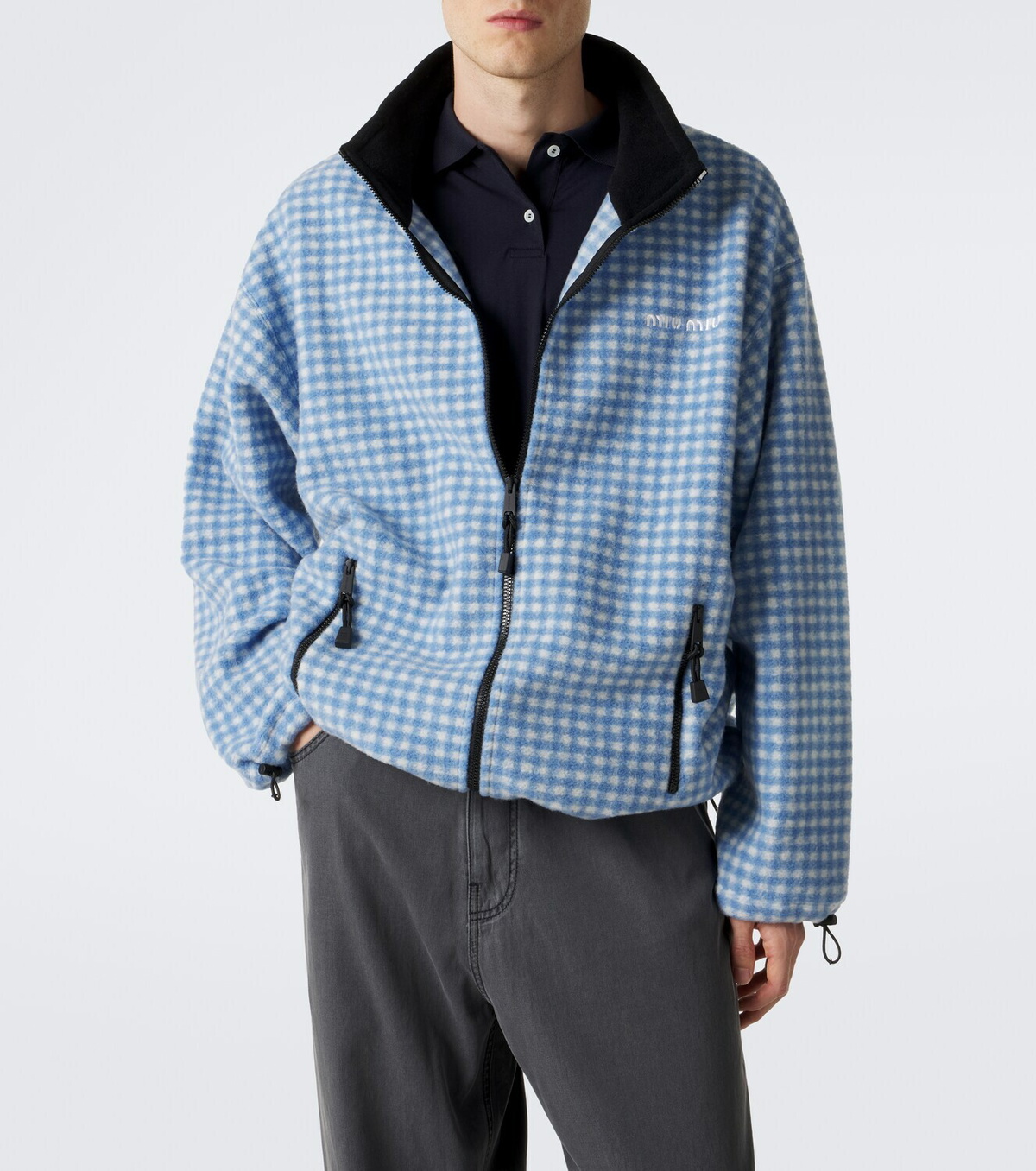 Miu Miu Gingham fleece jacket