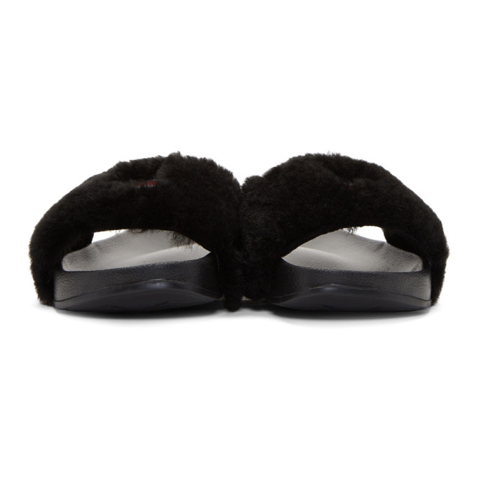 Baja East Black Fila Edition Shearling Drifter Slides