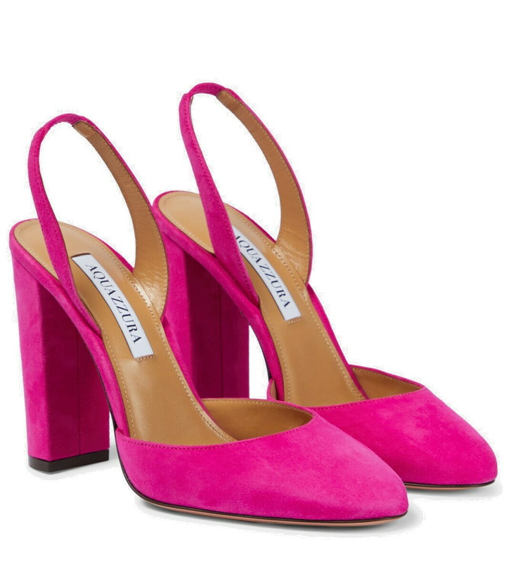 Photo: Aquazzura Talita 105 suede slingback pumps