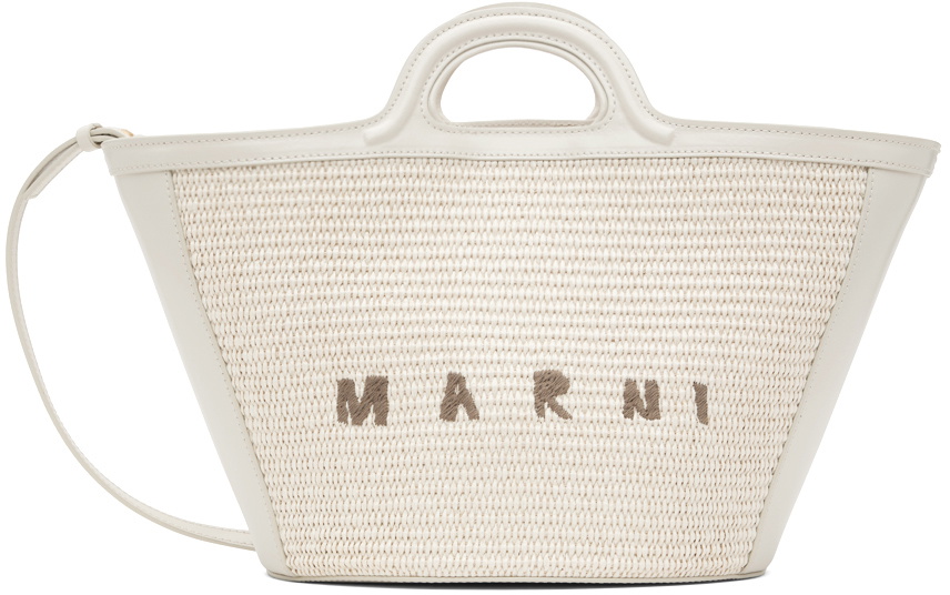 【MARNI】Small Tropical Tote Bag/追跡+関税+全国送料込み Marni Off-White & Beige Tropicalia Small Tote Marni