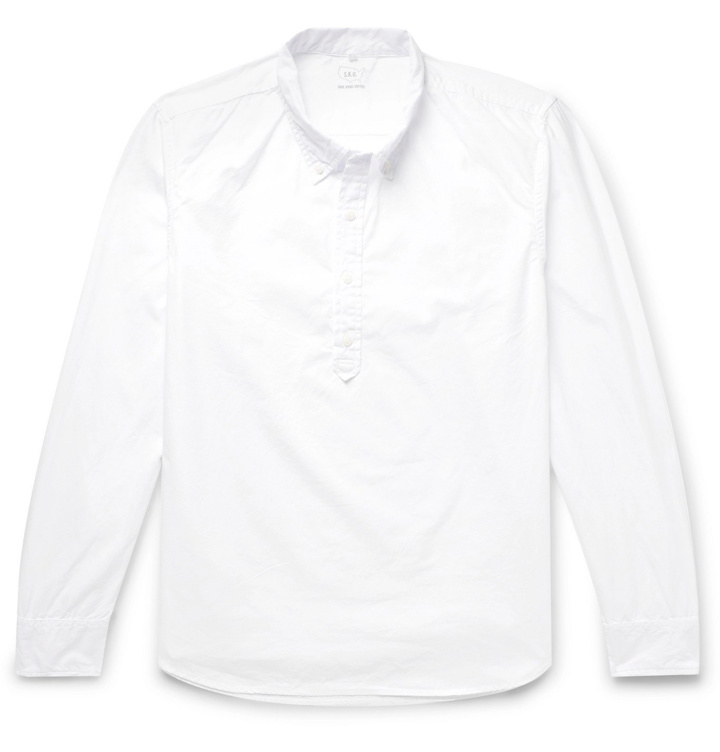 Photo: Save Khaki United - Button-Down Collar Cotton Half-Placket Shirt - White