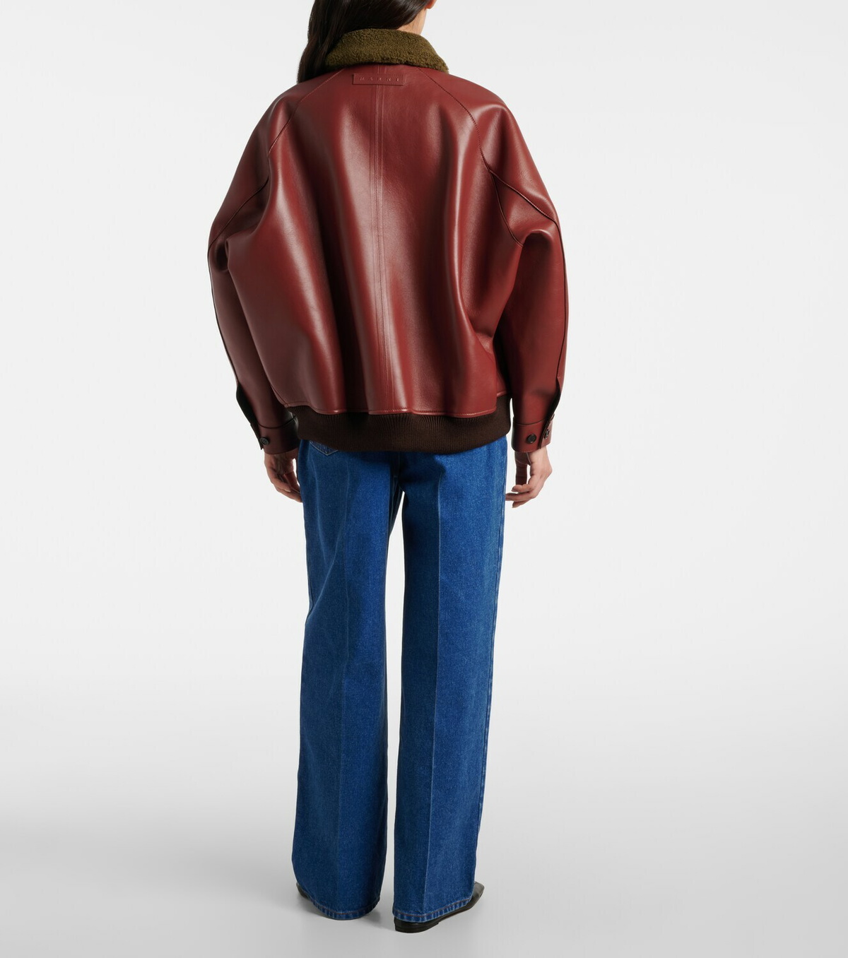 Marni Shearling-trimmed leather blouson jacket