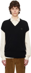 Fred Perry Black Lambswool Vest