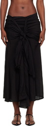 YOHJI YAMAMOTO Black 82 Modal Lawn R Front Knot Maxi Skirt