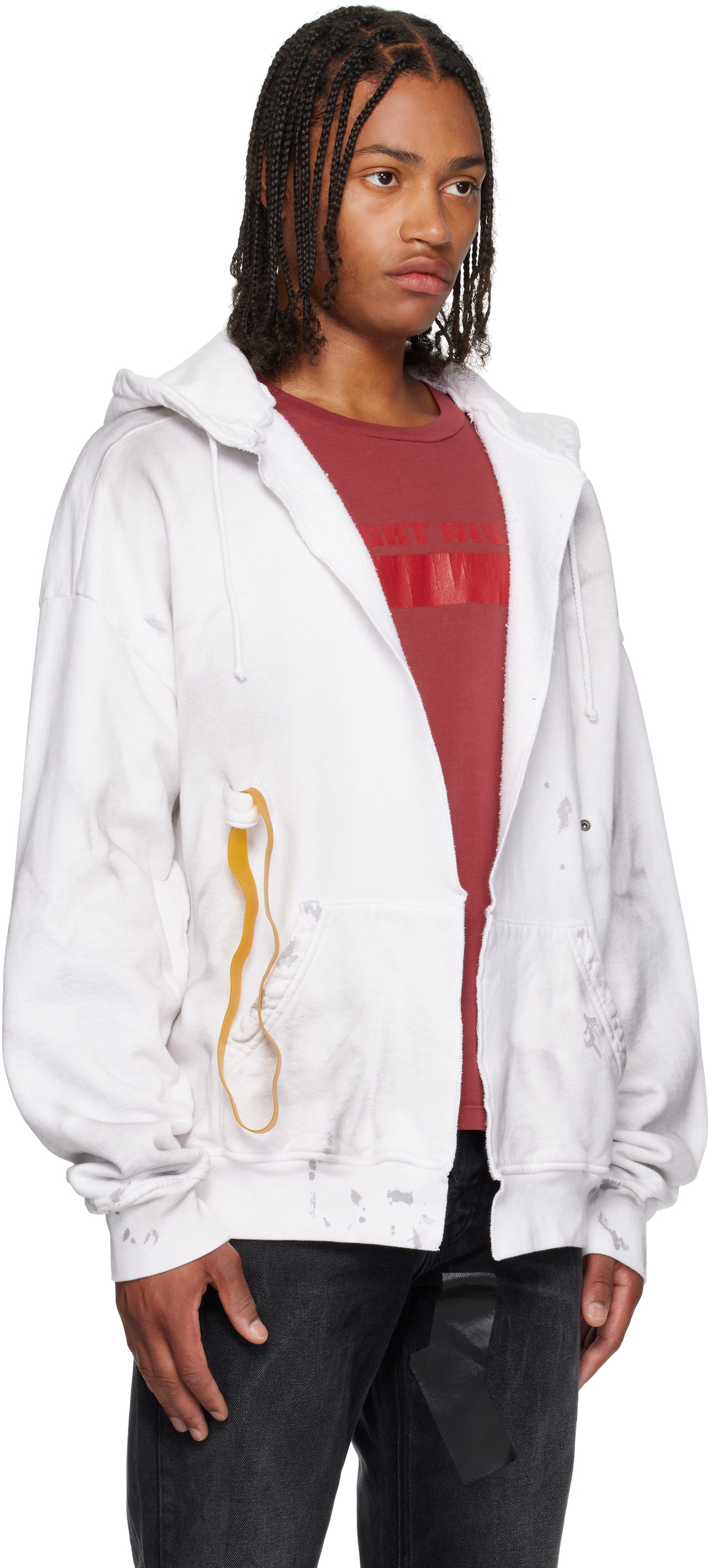 ALEXANDER DIGENOVA Off-White Rubber Band Hoodie