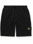 Stone Island - Straight-Leg Logo-Appliquéd Cotton-Jersey Drawstring Shorts - Black