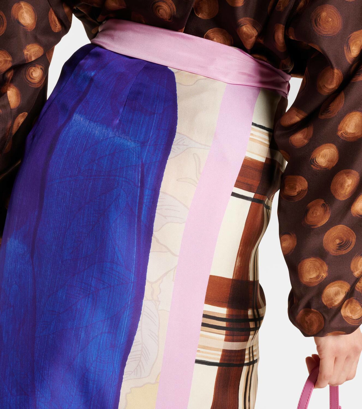 DRIES VAN NOTEN Pink Brown Diagonal Stripe Silk Tie main image 0