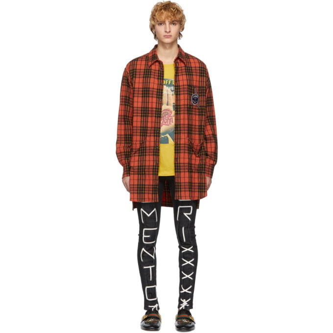 Photo: Gucci Orange and Black Check Wool Oversized Shirt