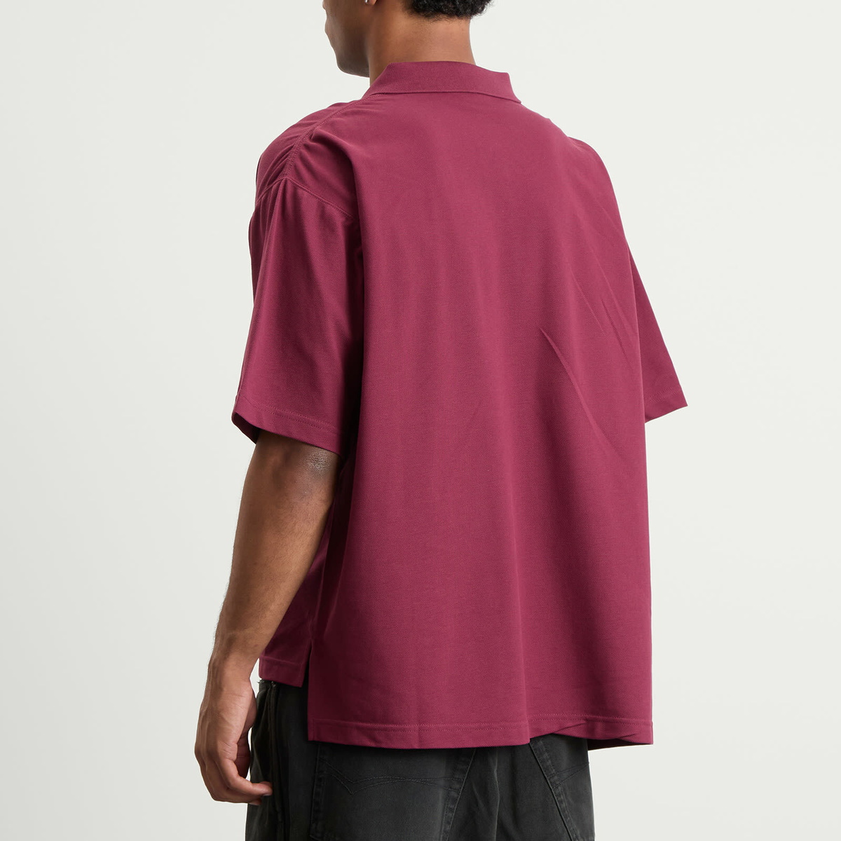 Balenciaga Men's Nano BB Logo Pique Al Short Sleeve Regular Polo in Bordeaux