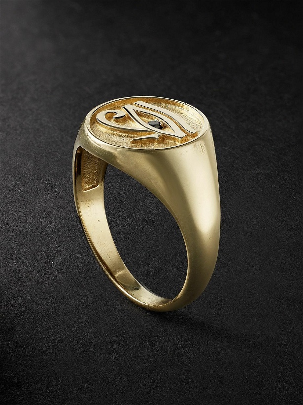 Photo: Jacquie Aiche - Eye Of Horus Gold Diamond Signet Ring - Gold