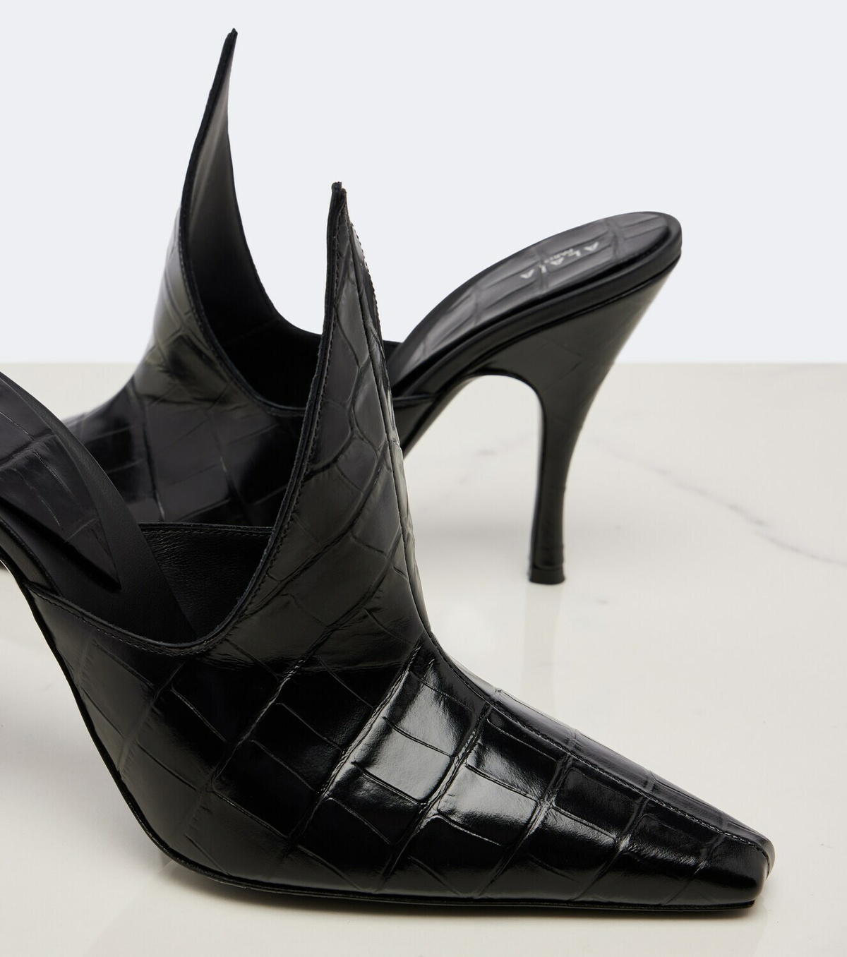 Alaïa Croc-effect leather mules