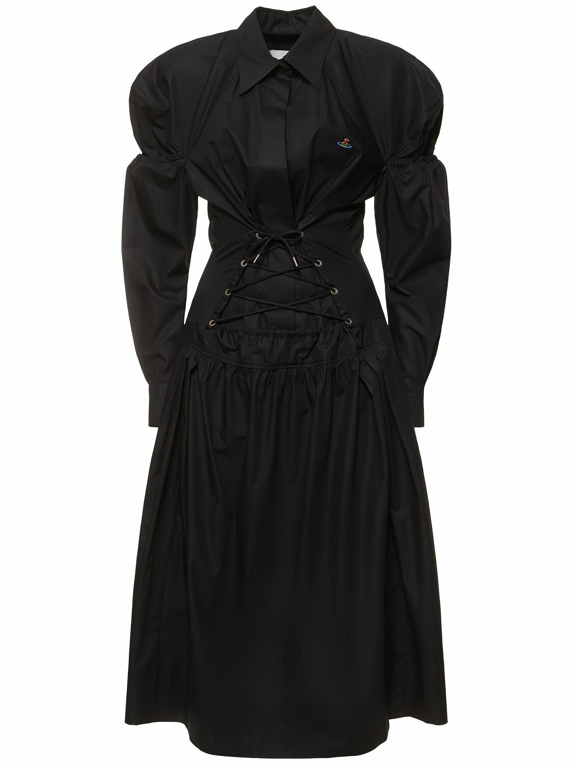 chinese dress ladies Black Floral Shirt Dress main image 1