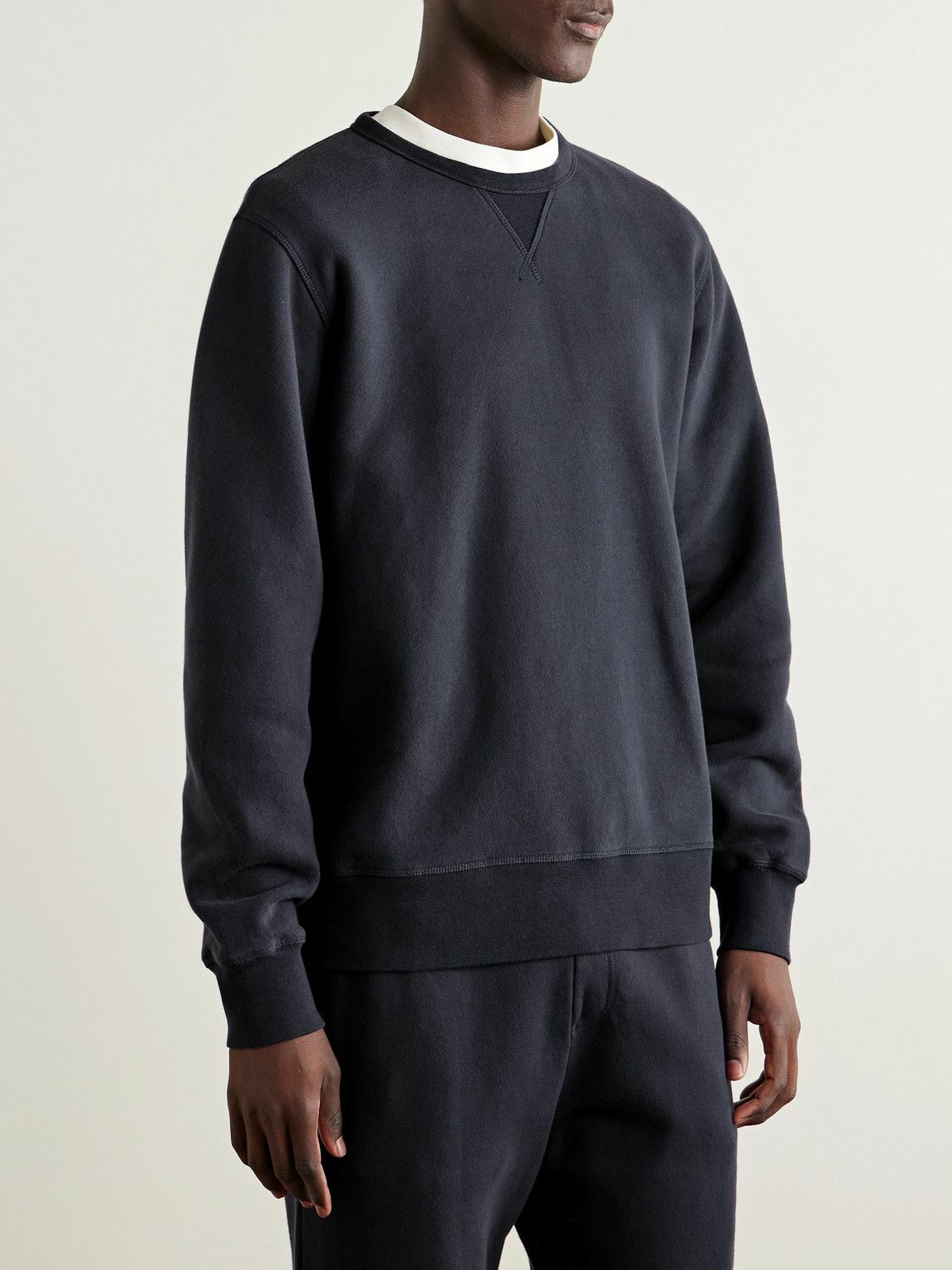 Hartford - Garment-Dyed Cotton-Jersey Sweatshirt - Blue