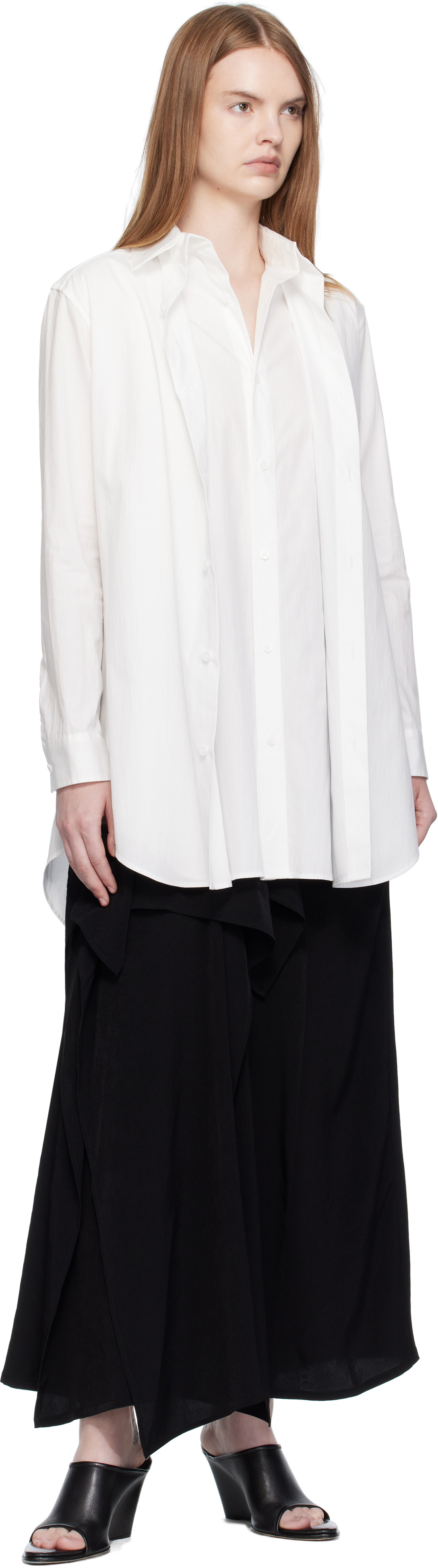 YOHJI YAMAMOTO White Cotton Broad F Double Layered Shirt