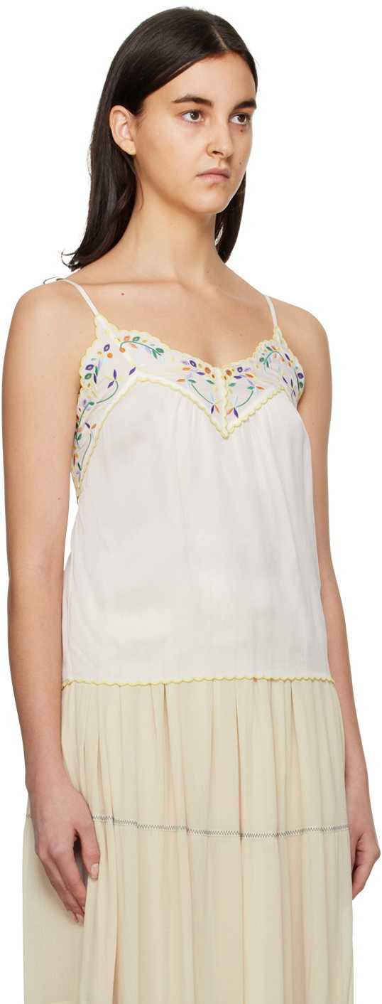 See by Chloé White Embroidered Tank Top