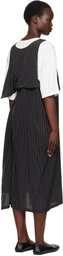 Y's Black & White N-Set In Half Sleeve Midi Dress