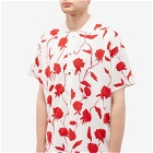 Jacquemus Men's Rose Knit Polo Shirt in White/Red