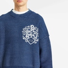 Cole Buxton Men's Collegiate Crest Knit Sweater in Navy