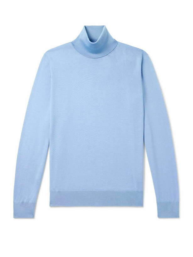 Photo: Zegna - Cashmere and Silk-Blend Rollneck Sweater - Blue