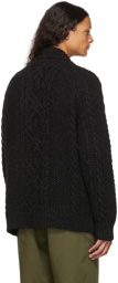 Junya Watanabe Black Cableknit Collared Cardigan