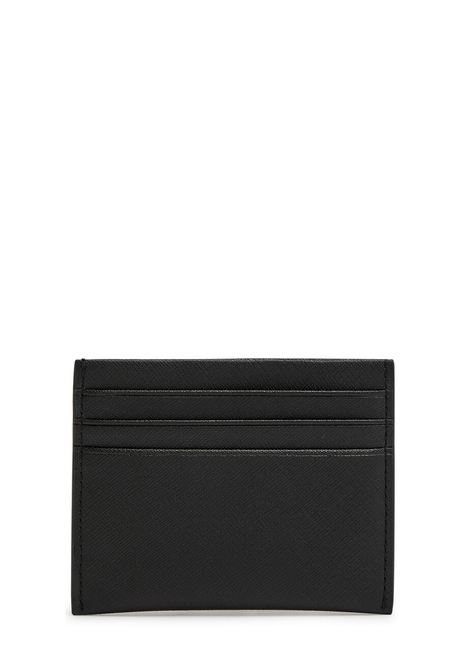 Boss Northon Logo Saffiano Leather Card Holder - Black - One Size