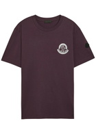 Moncler Badge Printed Cotton T-shirt Purple