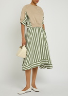 3.1 Phillip Lim Detachable-sweatshirt Striped Cotton Midi Dress Beige