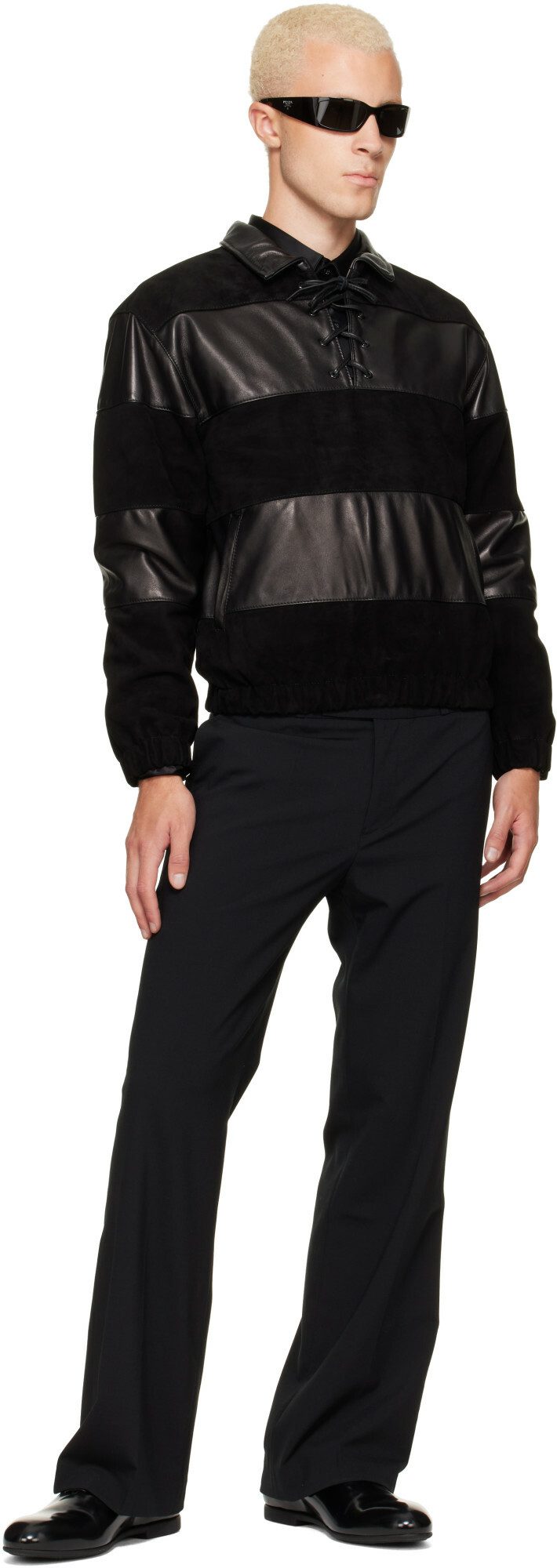 Ernest W. Baker Black Leather & Suede Sailor Jacket