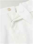 Brunello Cucinelli - Straight-Leg Pleated Cotton-Crepe Trousers - White