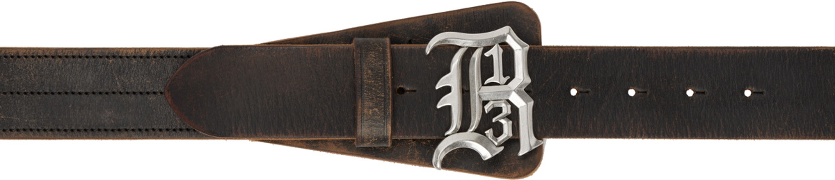 R13 Distressed Leather Belt Vintage Brown Logo Medium Small R13 Belts & Suspenders for Women | SSENSE main image 4