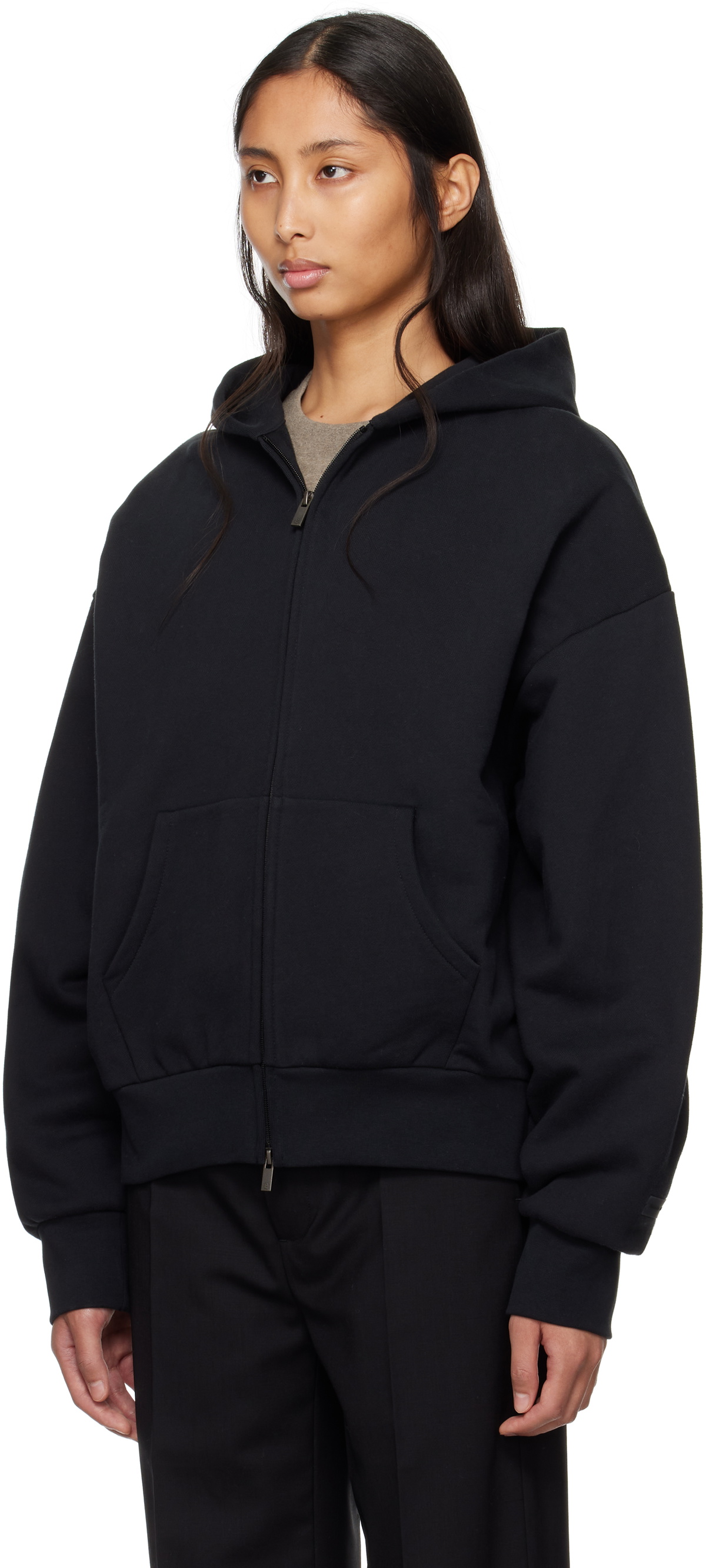 トップス 2025FOG ESSENTIALS BkClassic Full Zip-Up Fear of God Essentials Classic Full Zip-Up Hoodie Jet Black Men's