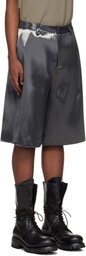 HELIOT EMIL Gray Liquid Metal Shorts