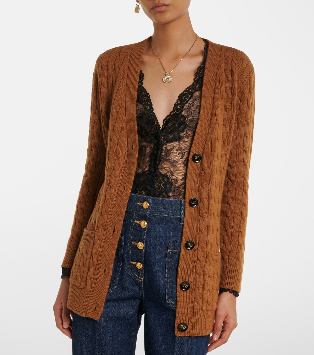 Valentino Cable-knit cashmere cardigan