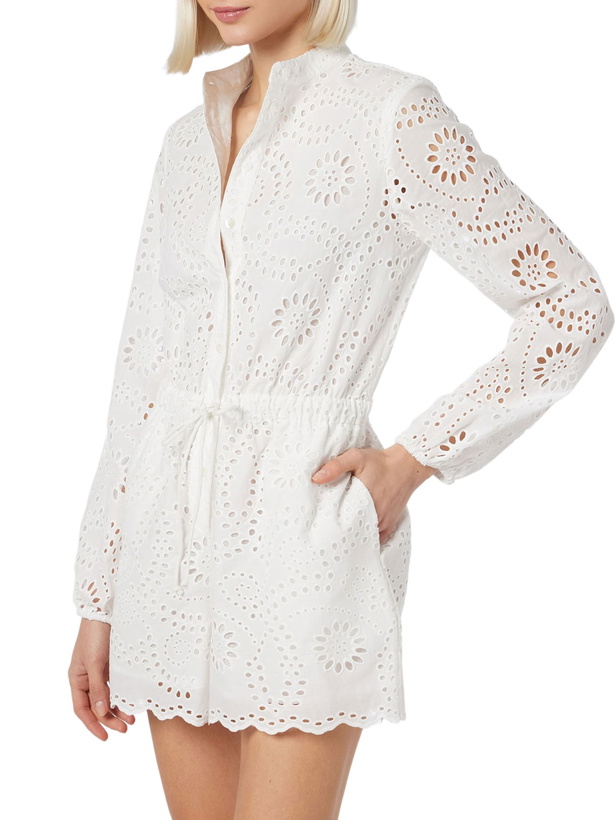 Photo: MC2 Saint Barth Woman White Sangallo Lace Cotton Playsuit Julian