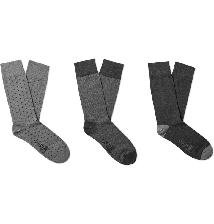 Photo: Kingsman - Three-Pack Mélange Cotton-Blend Socks - Gray