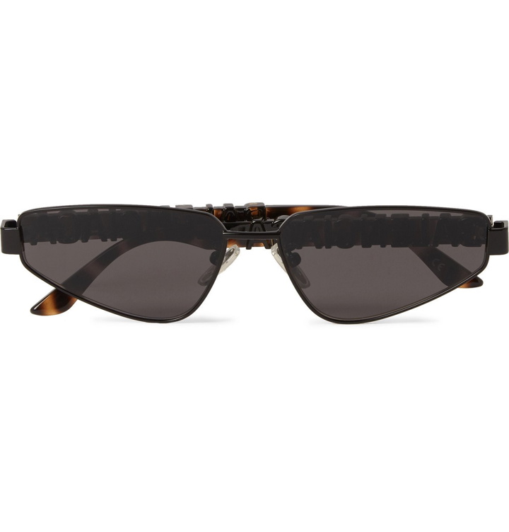 Photo: Balenciaga - Rectangle-Frame Logo-Detailed Metal and Acetate Sunglasses - Black