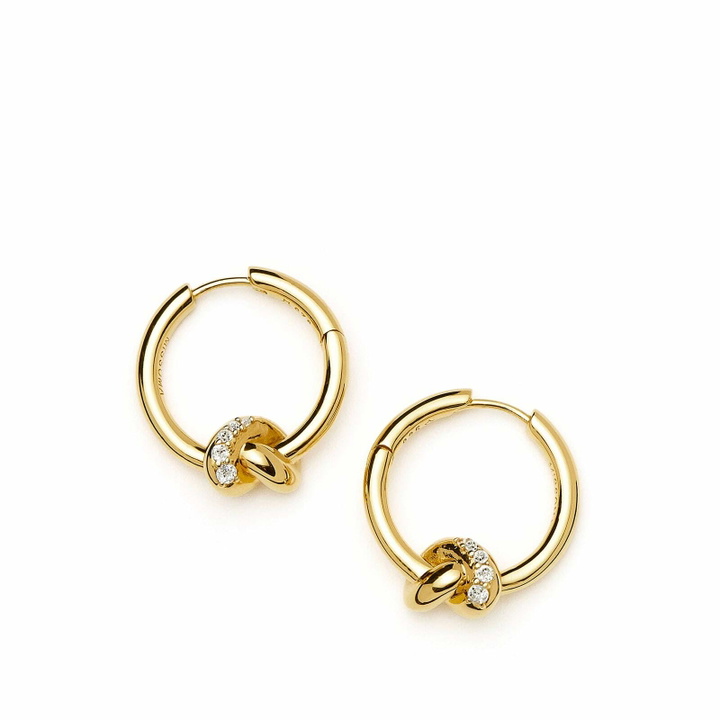 Photo: Missoma Women's x Lucy Williams Pave Knot Small Hoop Earrings in Gold 