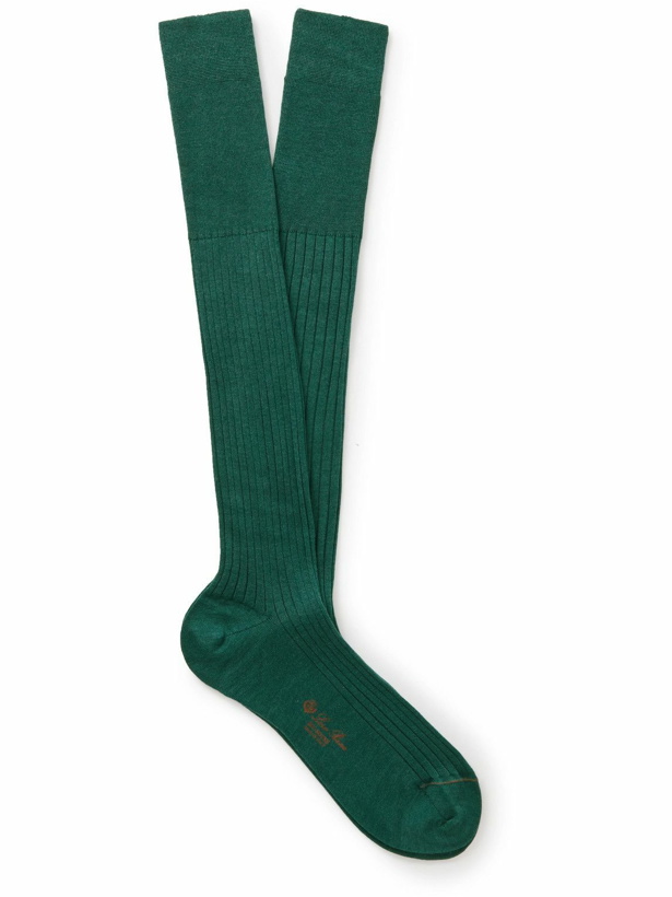 Photo: Loro Piana - Ribbed Cashmere and Silk-Blend Socks - Green