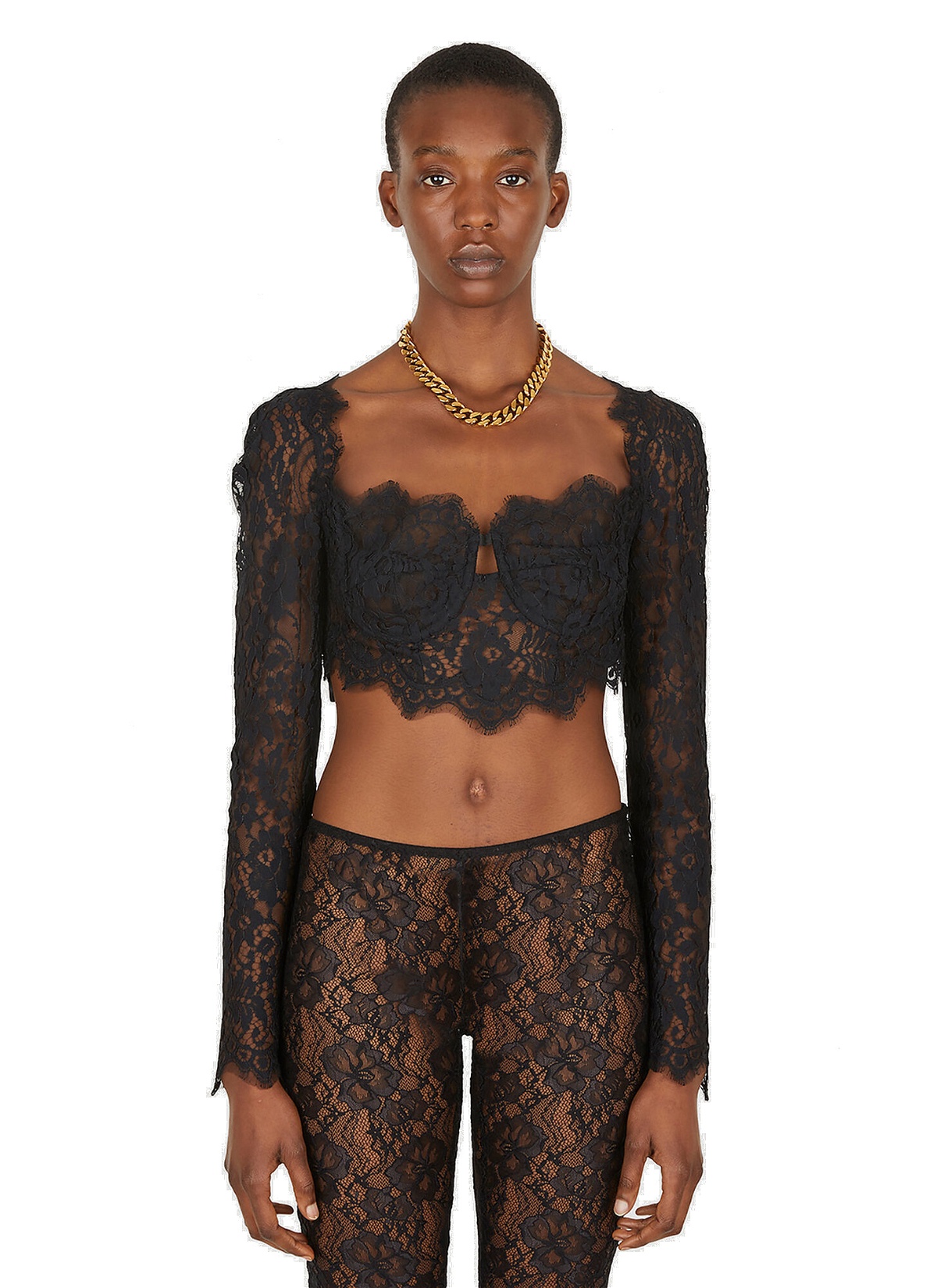 Photo: Cropped Lace Bustier in Black