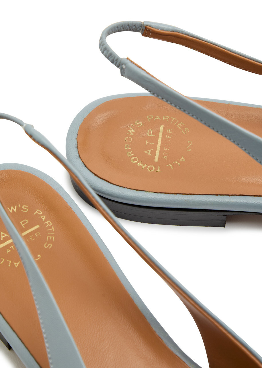 Atp Atelier Plesio Leather Slingback Flats Light Grey