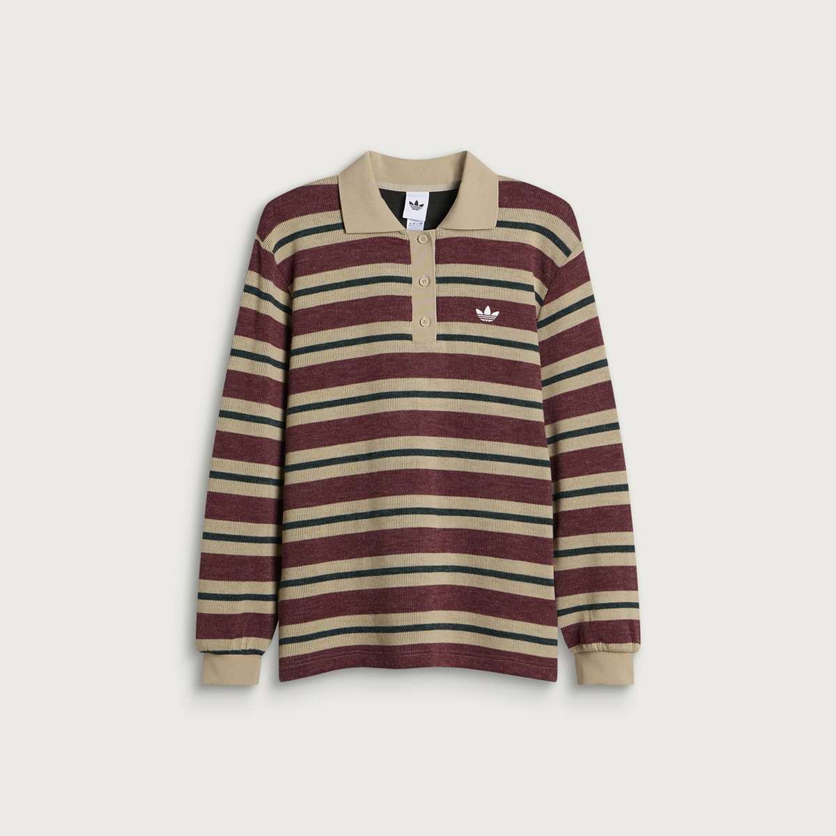 Adidas Women's Striped Polo Knit Jumper in Shadow Red
