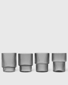 Ferm Living Ripple Glasses   Set Of 4 Grey Tableware