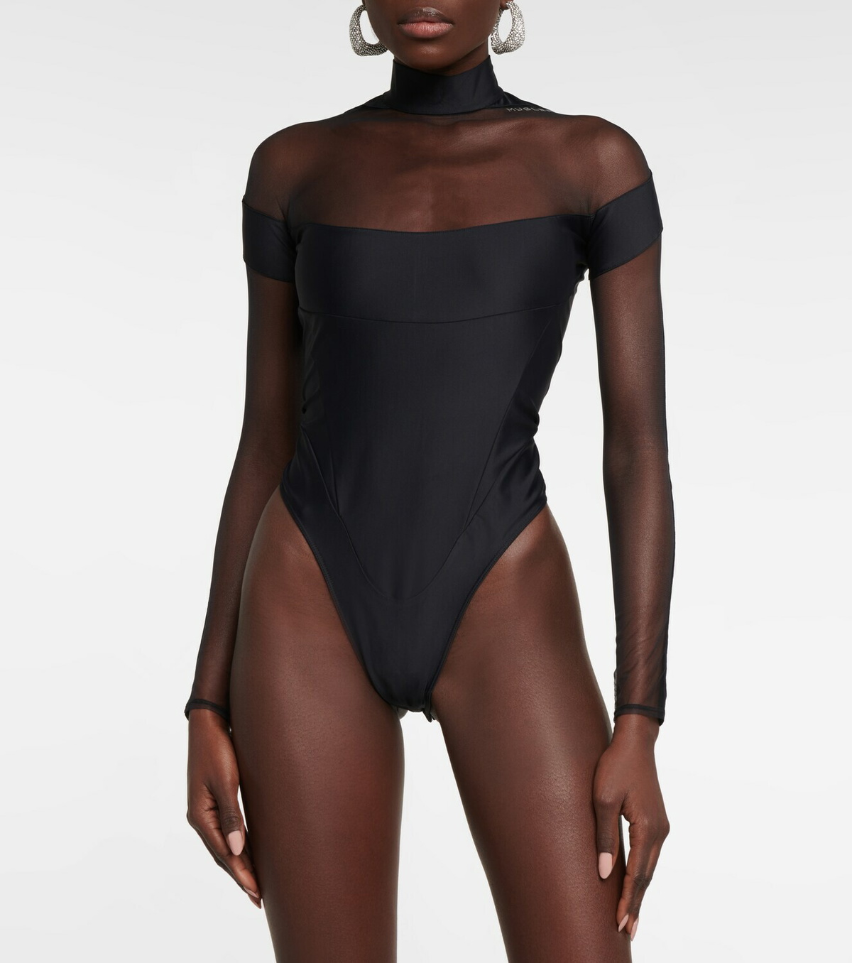 Mugler Mesh Paneled Bodysuit Mugler