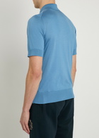 Dolce & Gabbana Logo-embroidered Silk Polo Shirt Blue